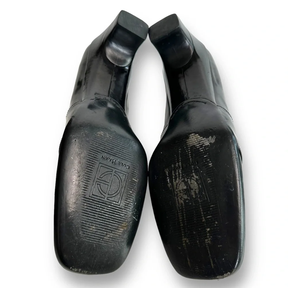 Cole Haan City Pump Women's  Black Leather Loafer Slip On Block Heel  Sz 9.5